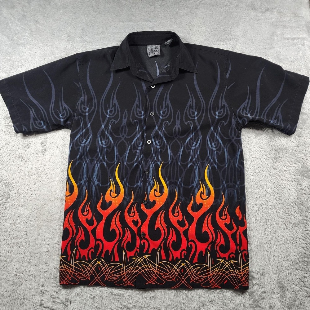 Shaolin Shirt Teens Large Black Flame Ricky Trailer Park Boys Y2K Affliction